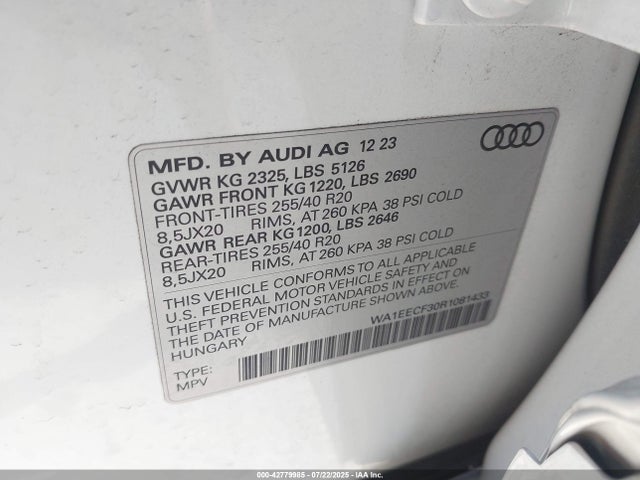 2024 AUDI Q3 WA1EECF30R1081433 Photo 8