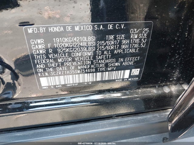 3CZRZ1H35SM754698 Honda k20z5