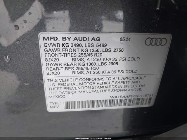 2024 AUDI Q5 WA1EAAFY0R2115781 Photo 8