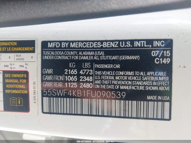 55SWF4KB1FU090539 Mercedes-Benz 2015