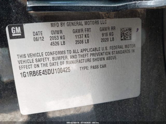 2013 CHEVROLET VOLT 1G1RB6E45DU100425 Photo 8