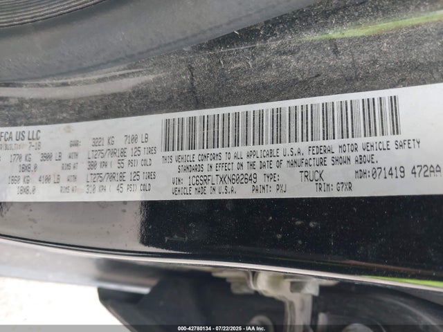 RAM 1500 2019 1C6SRFLTXKN602649 Image 9