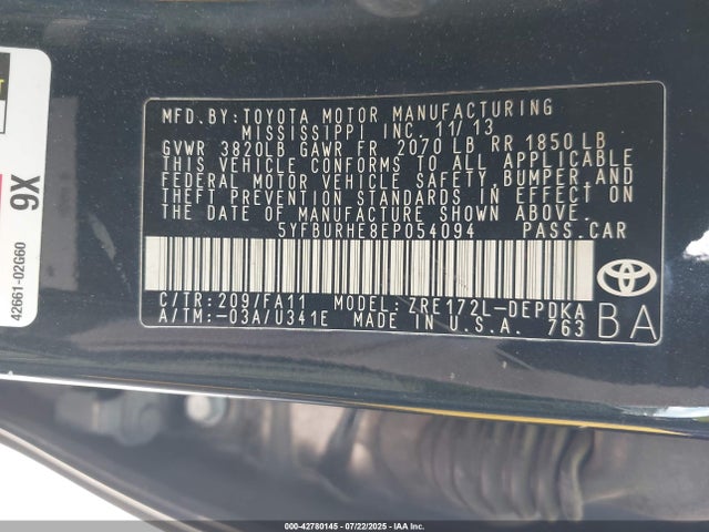 Toyota 2zr-fe 2014 5YFBURHE8EP054094 Image 9