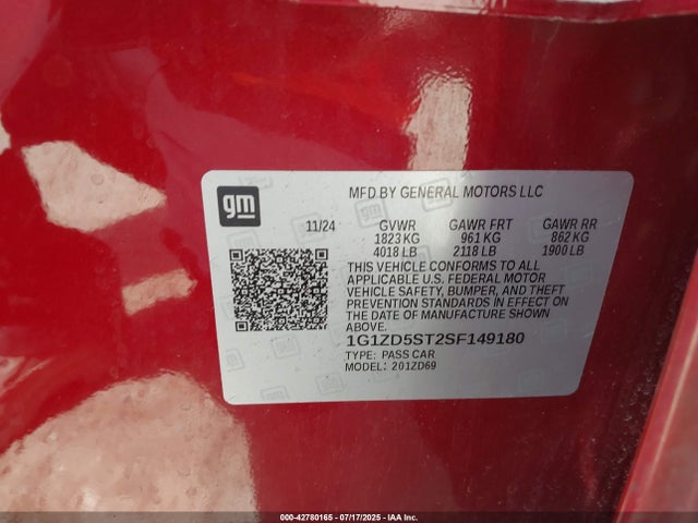1G1ZD5ST2SF149180 Chevrolet lfv