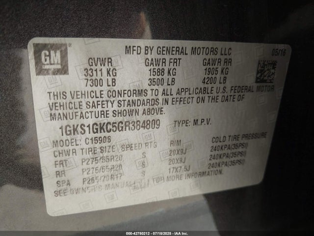 1GKS1GKC5GR384809 GMC l83 - sidi, vvt, afm, e85 max, aluminum