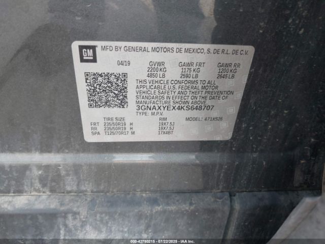 2019 CHEVROLET EQUINOX 3GNAXYEX4KS648707 Photo 8