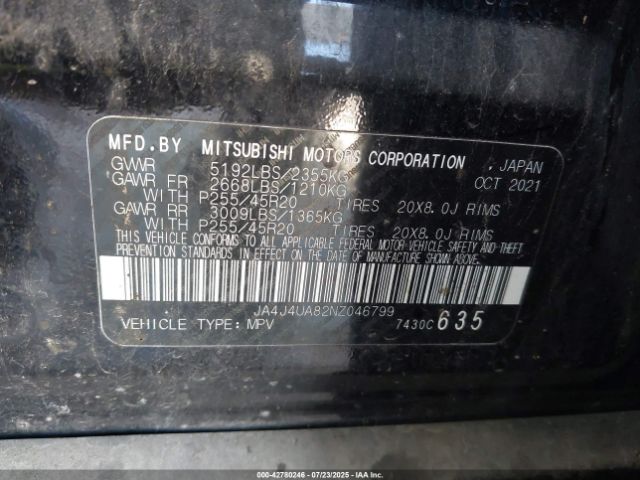 2022 MITSUBISHI OUTLANDER JA4J4UA82NZ046799 Photo 8