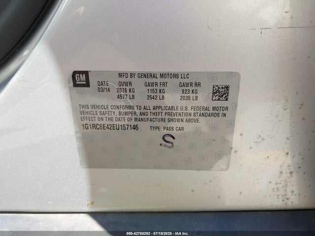 1G1RC6E42EU157146 Chevrolet luu - ffv, e-flex, fam