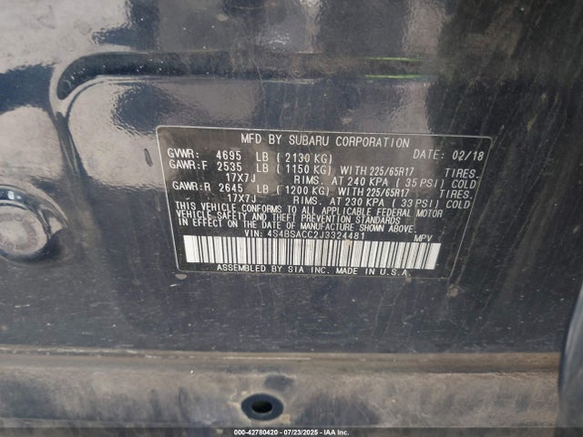 Subaru u5 2018 4S4BSACC2J3324481 Image 9