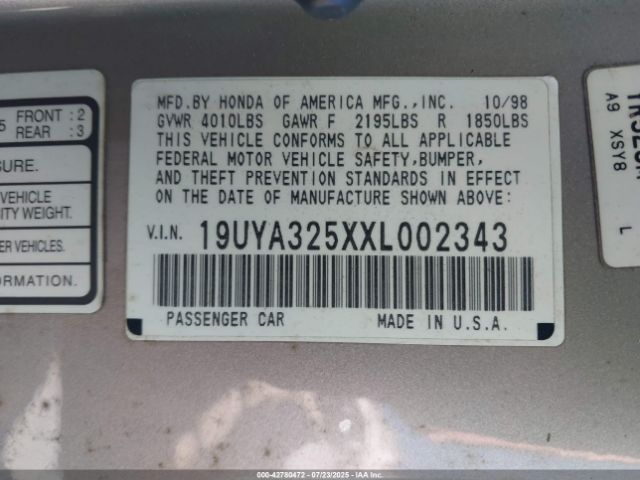 1999 ACURA CL 19UYA325XXL002343 Photo 8