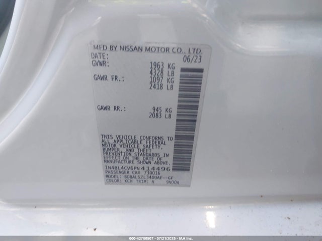 2023 Nissan Altima Sr Fwd მანქანა იყიდება აუქციონზე, vin: 1N4BL4CV6PN414496, აუქციონის ნომერი: 42780507
