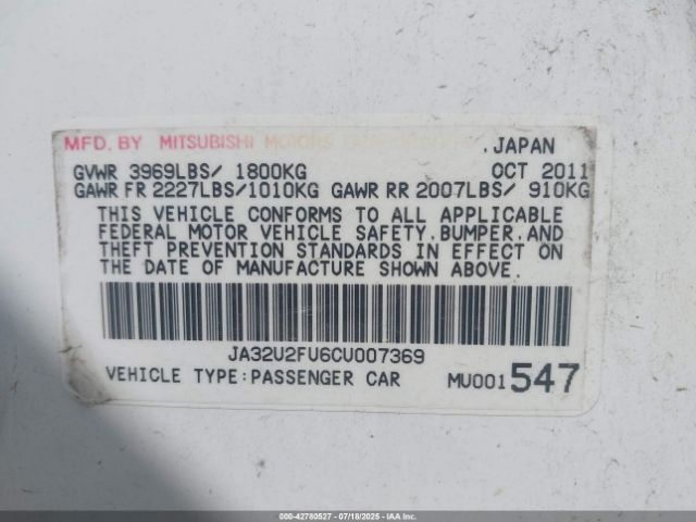 2012 MITSUBISHI LANCER JA32U2FU6CU007369 Photo 8