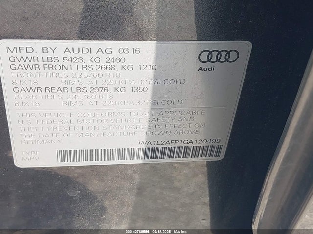 WA1L2AFP1GA120499 Audi 2.0t