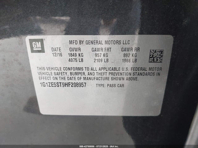 1G1ZE5ST9HF208957 Chevrolet lfv - di: direct injection, vvt: variable valve timing, gen 1