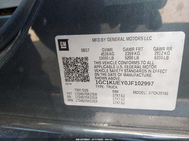 1GC1KUEY0JF102997 Chevrolet l5p - direct injection, duramax, gen 5, var 1