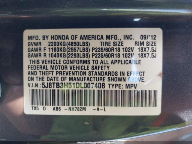 2013 ACURA RDX 5J8TB3H51DL007408 Photo 8