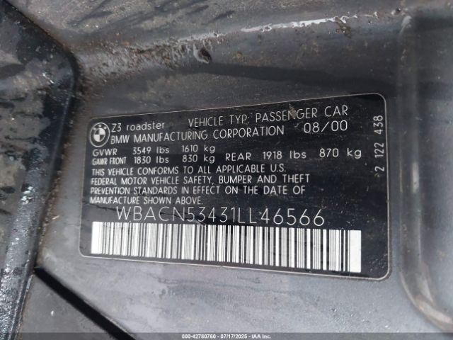 2001 BMW Z3 WBACN53431LL46566 Photo 8