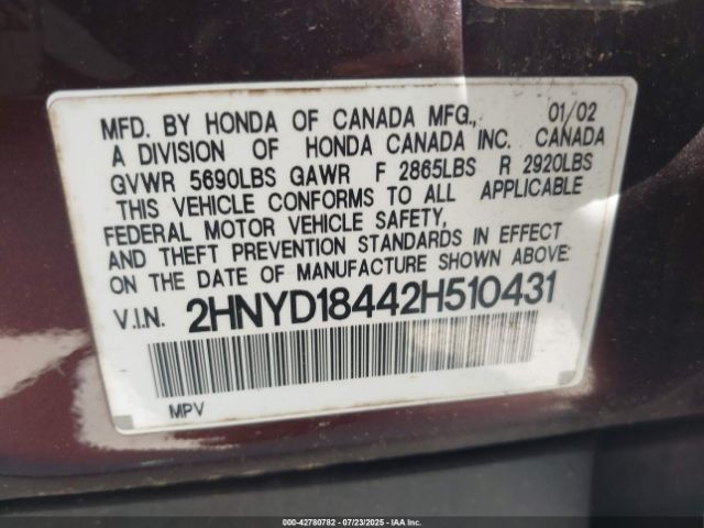 2002 ACURA MDX 2HNYD18442H510431 Photo 8