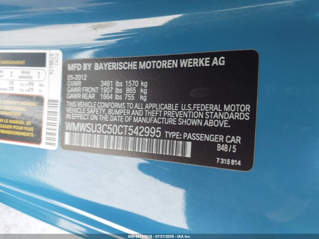 2012 MINI COOPER WMWSU3C50CT542995 Photo 8