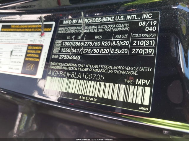 4JGFB4JE8LA100735 Mercedes-Benz m264