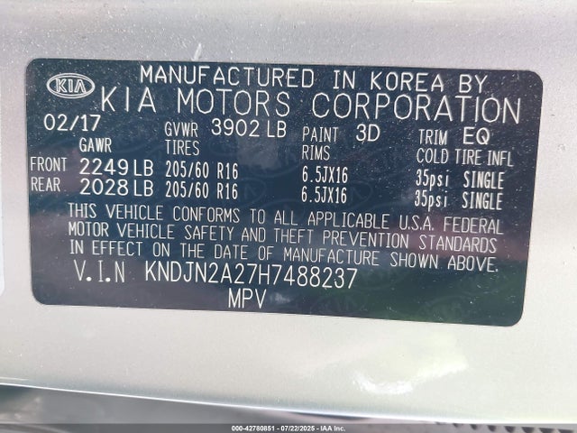 KIA gdi 2017 KNDJN2A27H7488237 Image 9