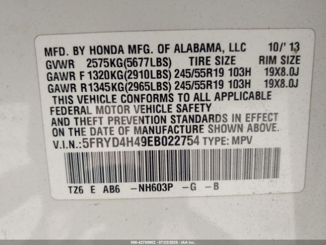 2014 ACURA MDX 5FRYD4H49EB022754 Photo 8
