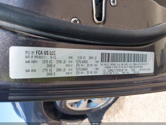 RAM 1500 2015 1C6RR6LT1FS729148 Image 9