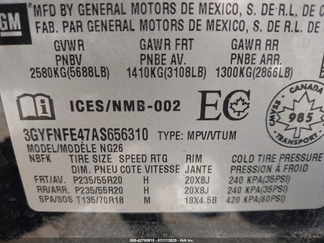 2010 CADILLAC SRX 3GYFNFE47AS656310 Photo 8