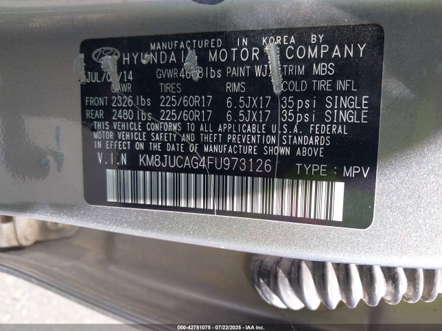 KM8JUCAG4FU973126 Hyundai dohc gdi theta ii