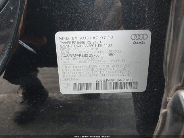 2011 AUDI Q5 WA1LFAFP5BA016501 Photo 8
