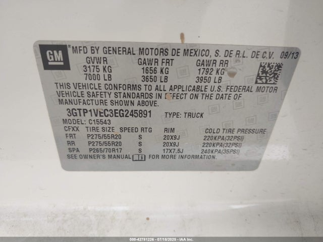 3GTP1VEC3EG245891 GMC l83 - vvt, afm (active fuel management), aluminum