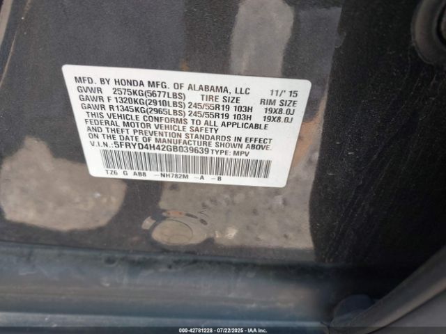 2016 ACURA MDX 5FRYD4H42GB039639 Photo 8