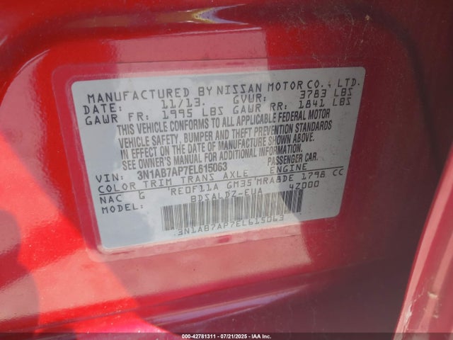 3N1AB7AP7EL615063 Nissan 2014
