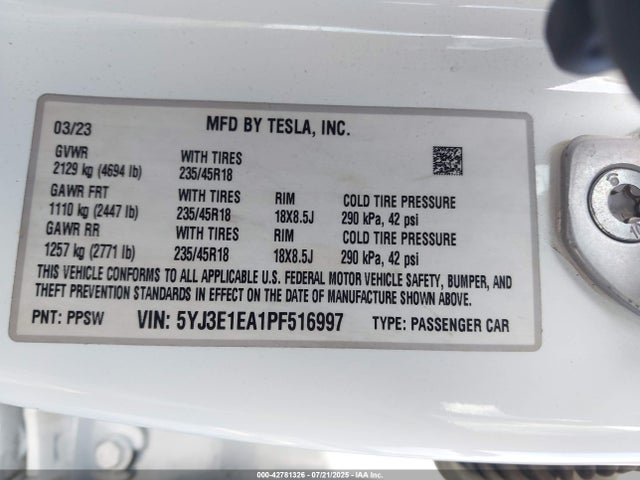 2023 TESLA MODEL 3 5YJ3E1EA1PF516997 Photo 8
