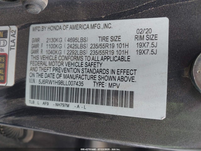 5J6RW1H98LL007435 Honda l15be