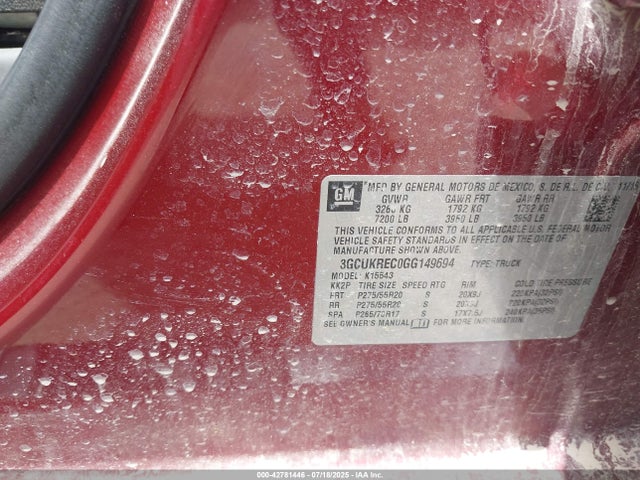 3GCUKREC0GG149694 Chevrolet l83 - sidi, vvt, afm, e85 max, aluminum