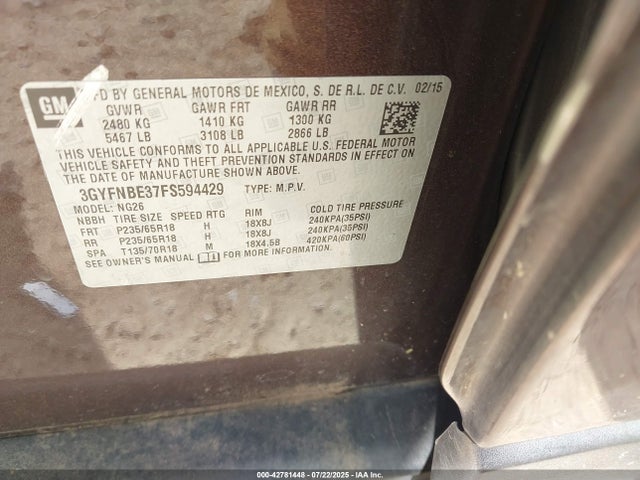 2015 CADILLAC SRX 3GYFNBE37FS594429 Photo 8