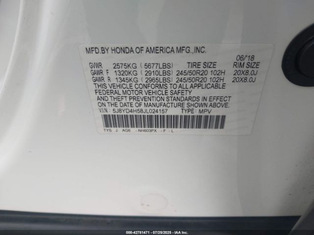 2018 ACURA MDX 5J8YD4H58JL024157 Photo 8