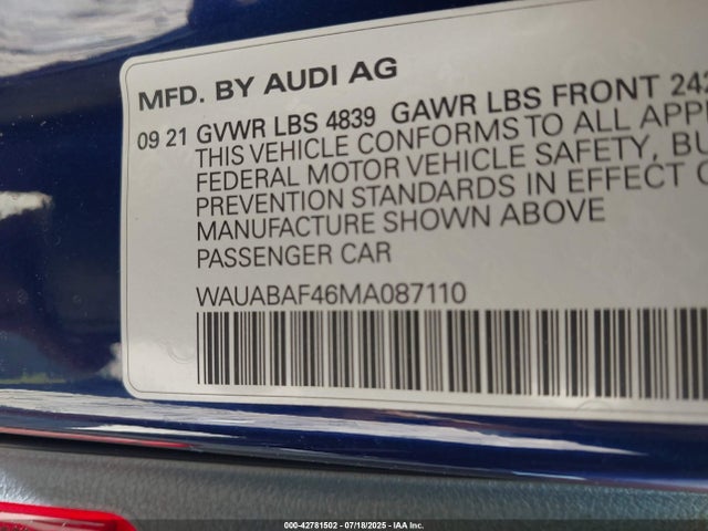 2021 AUDI A4 WAUABAF46MA087110 Photo 8