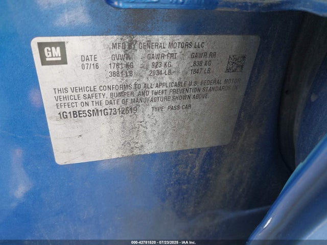 1G1BE5SM1G7312619 Chevrolet le2 - di: direct injection, alum, vvt, gen i, gmna