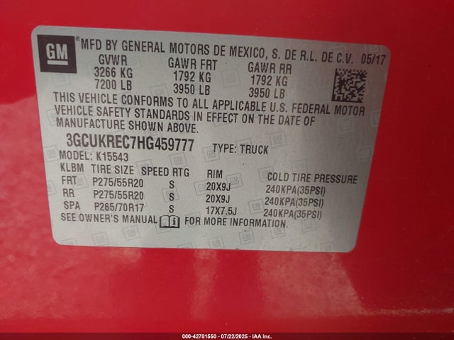 3GCUKREC7HG459777 Chevrolet l83 - sidi: spark ignited direct injection, vvt: variable valve timing, afm, e85 max, alum