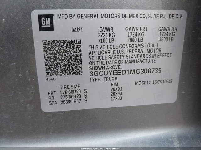 3GCUYEED1MG308735 Chevrolet l84 - di, alum, gen 5, var 2