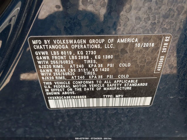Volkswagen fsi 2019 1V2XR2CA3KC509858 Image 9