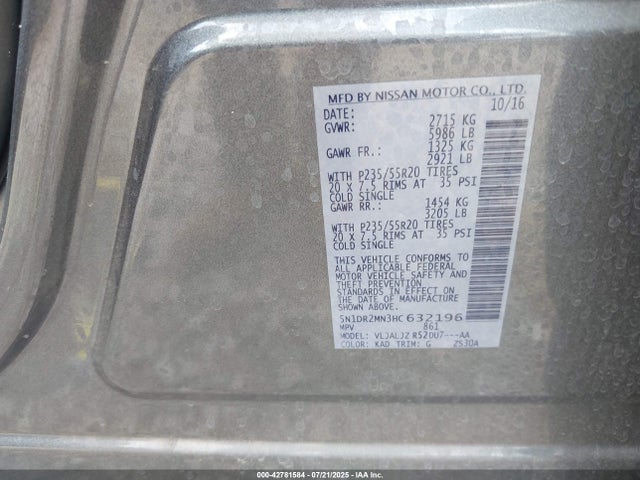 Nissan Pathfinder 2017 5N1DR2MN3HC632196 Image 9