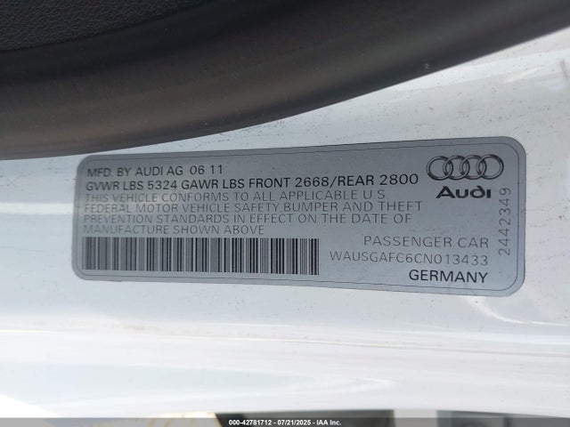 2012 AUDI A7 WAUSGAFC6CN013433 Photo 8
