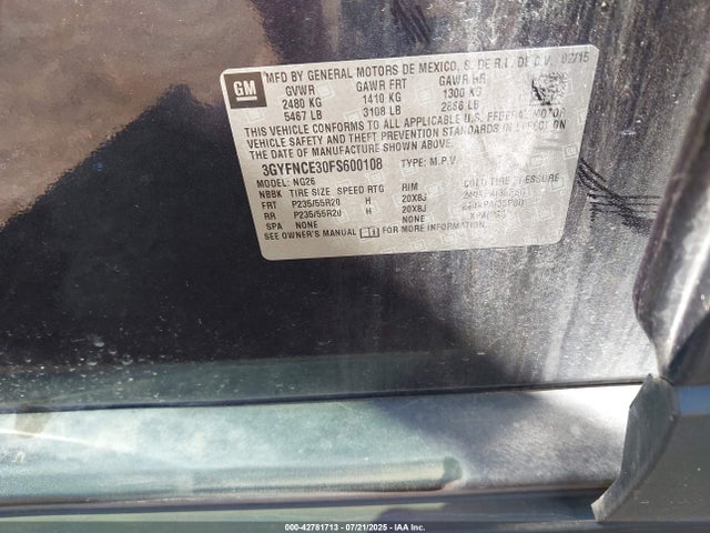 2015 CADILLAC SRX 3GYFNCE30FS600108 Photo 8