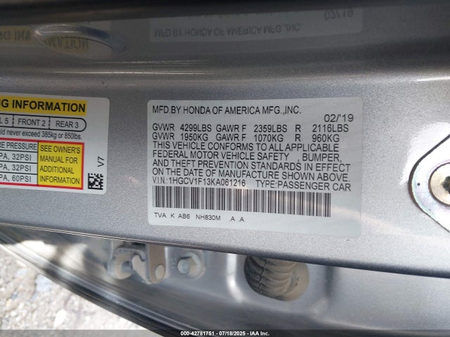 1HGCV1F13KA061216 Honda l15be