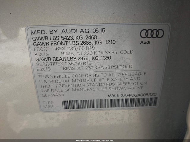 2016 AUDI Q5 WA1L2AFP0GA005330 Photo 8