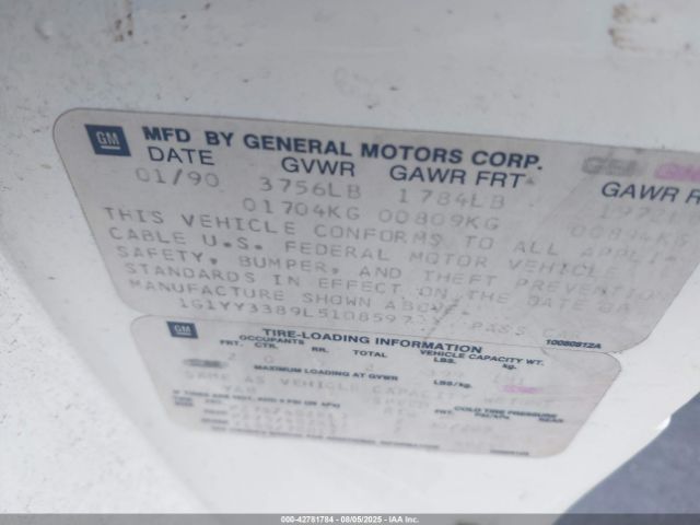 1990 CHEVROLET CORVETTE 1G1YY3389L5108597 Photo 8