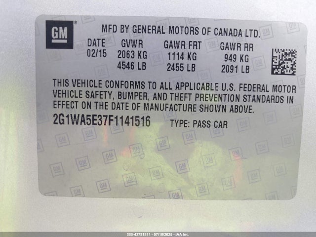 2G1WA5E37F1141516 Chevrolet lfx
